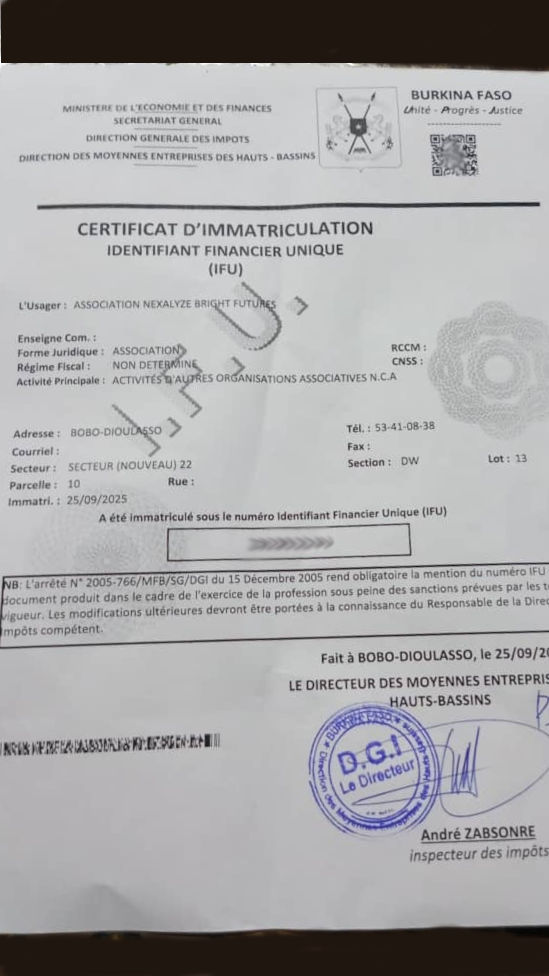 Obtention de l’Identifiant Fiscal Unique (IFU)